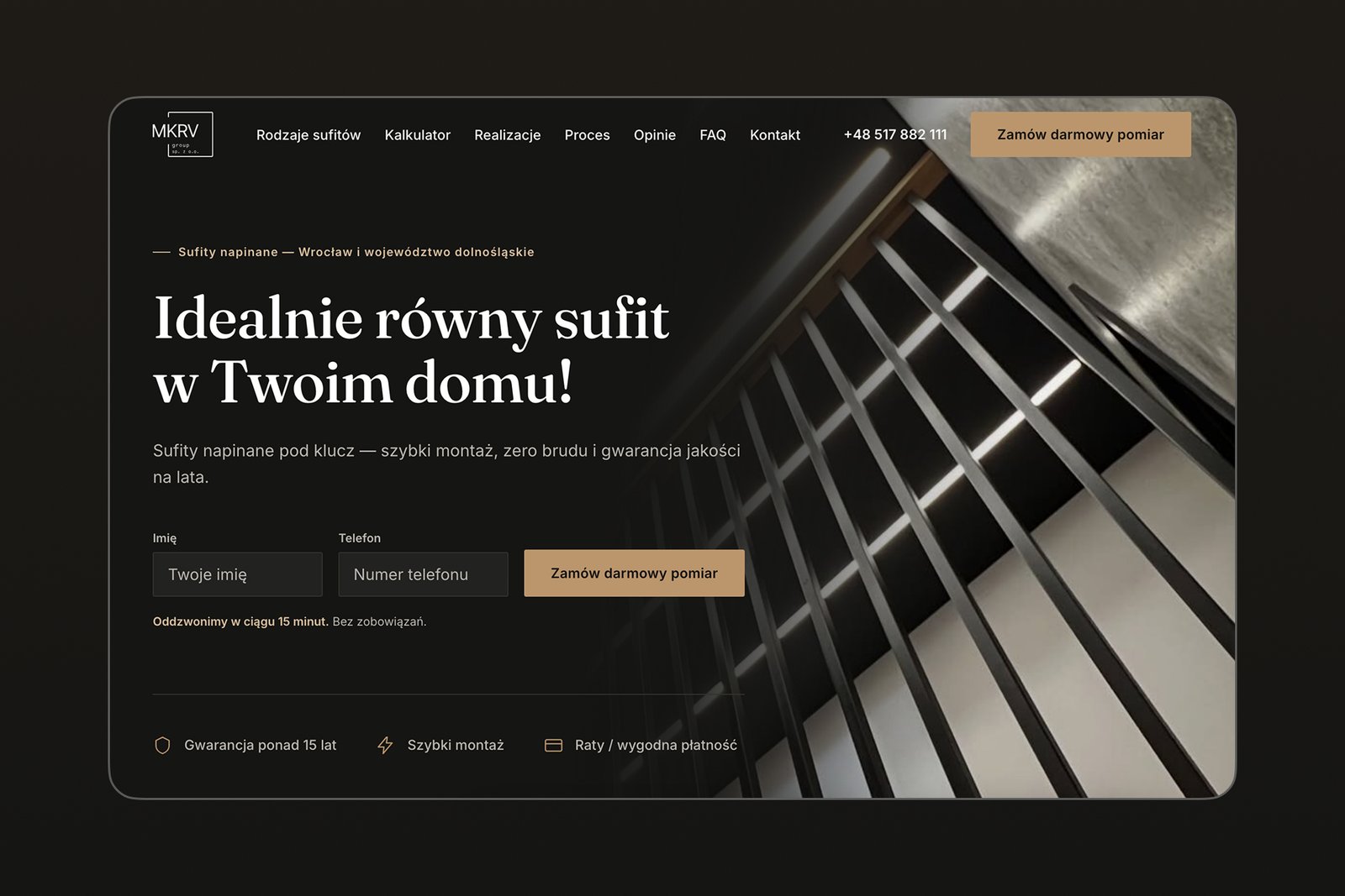 Website for a stretch ceiling company
